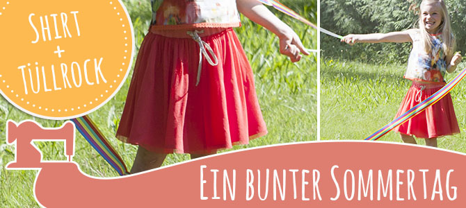 Bunt in den Sommer – Mädchenshirt Bea und Tüllrock