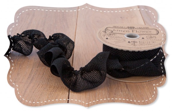 Leinen Ziehband schwarz 40mm für Stoffblumen
