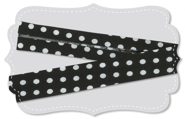 bias tape - Fine poplin - medium sized dots - jet black/white