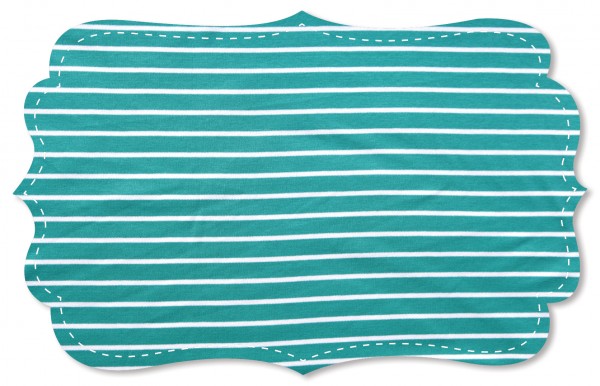 Interlock Stoff - Ringel - sea green/weiß
